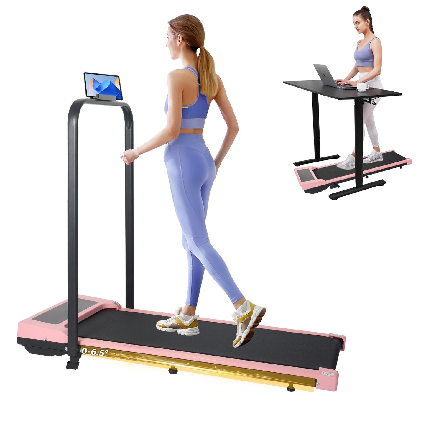 Treadmill with Incline, Remote Control, and Holder - 12 km/h Walking Pad