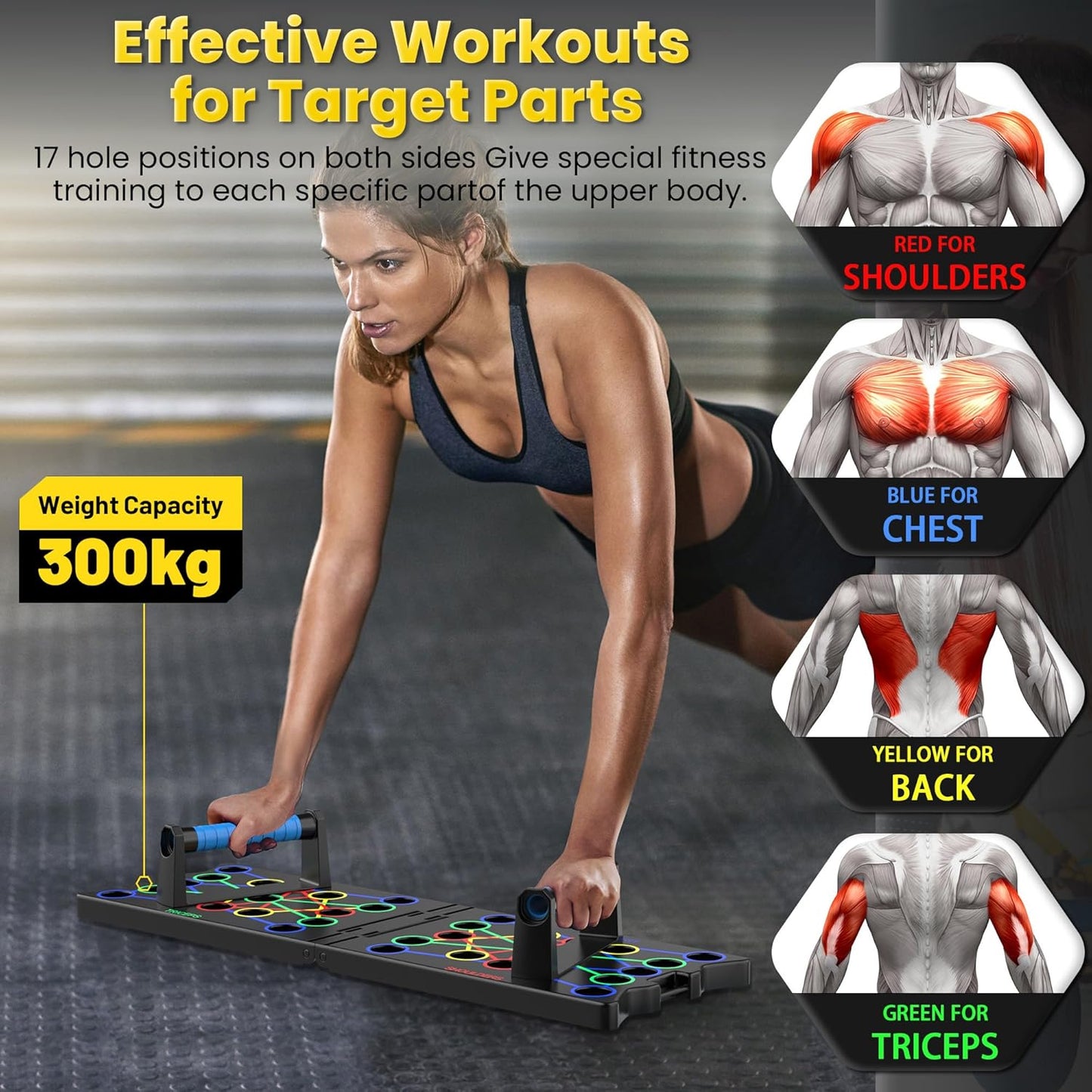 Foldable Push up Board, 24-In-1 Multi-Function Home Workout Equipment, Burn Fat Strength Training Equipment for Effectively Exercise the Muscle of the Upper Body Shoulders,Chest,Back and Triceps