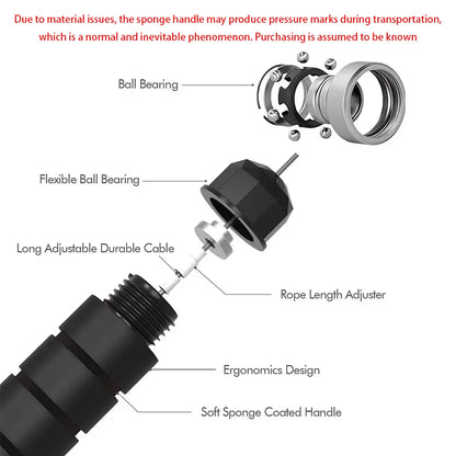 Adjustable Tangle-Free Speed Jump Rope with Ball Bearings and Foam Handles for Home Fitness and Body Slimming Workouts