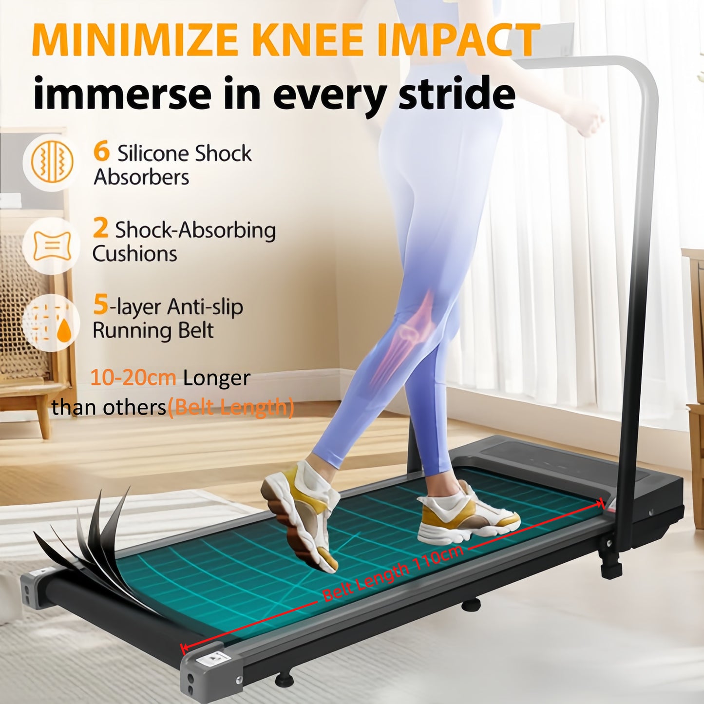 Treadmill with Incline, Remote Control, and Holder - 12 km/h Walking Pad