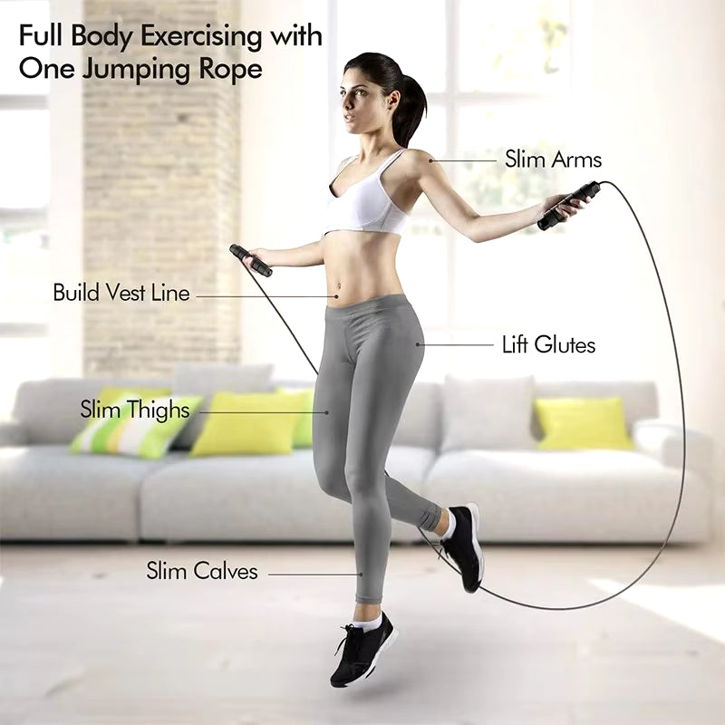 Adjustable Tangle-Free Speed Jump Rope with Ball Bearings and Foam Handles for Home Fitness and Body Slimming Workouts