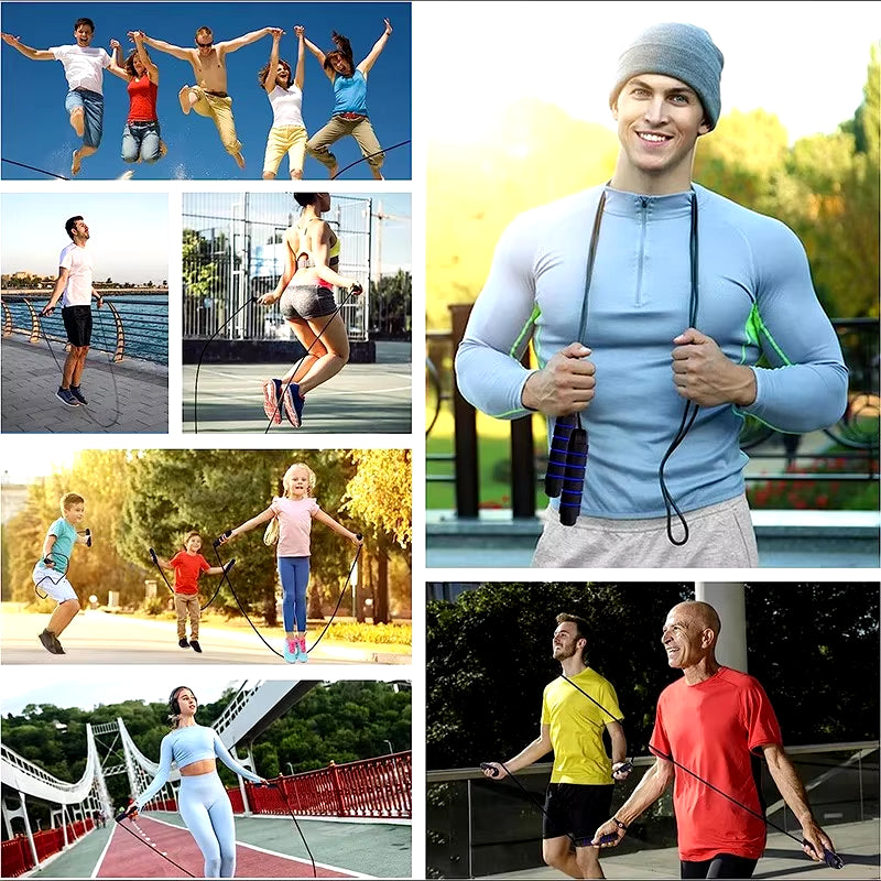 Adjustable Tangle-Free Speed Jump Rope with Ball Bearings and Foam Handles for Home Fitness and Body Slimming Workouts