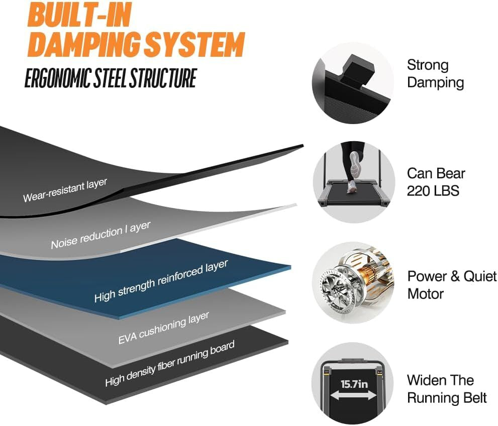 Treadmill with Incline, Remote Control, and Holder - 12 km/h Walking Pad
